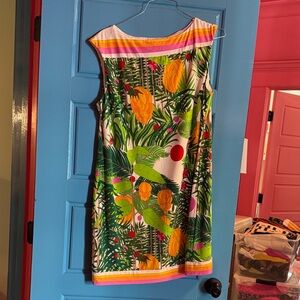 Tropical Print Sleeveless Dress Trina Turk XL